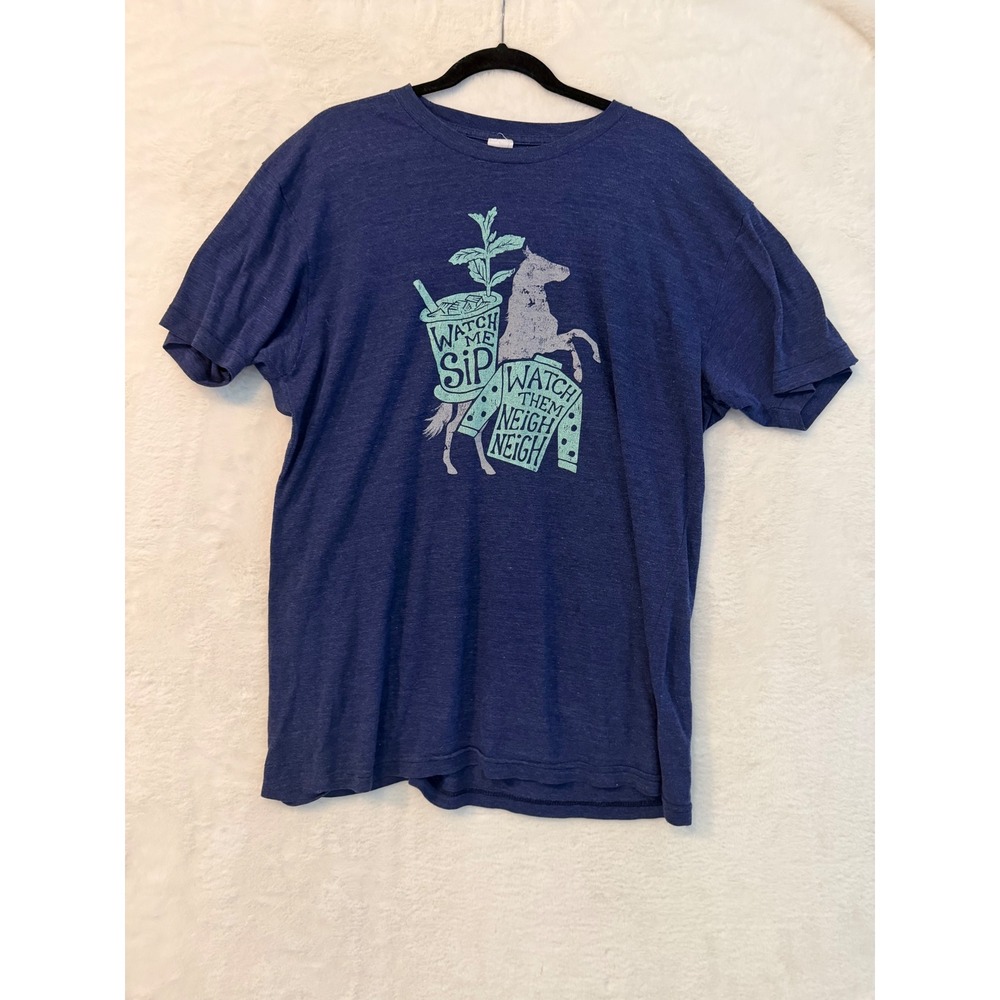 Kentucky for Kentucky T-Shirt XL Blue Watch Me Sip Neigh Neigh Horse Graphic Tee